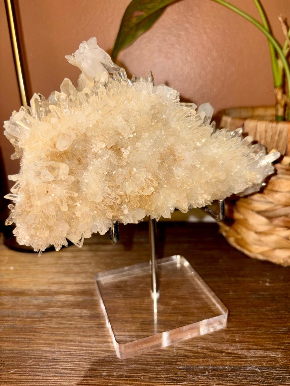 Natural Clear Quartz Crystal Cluster.